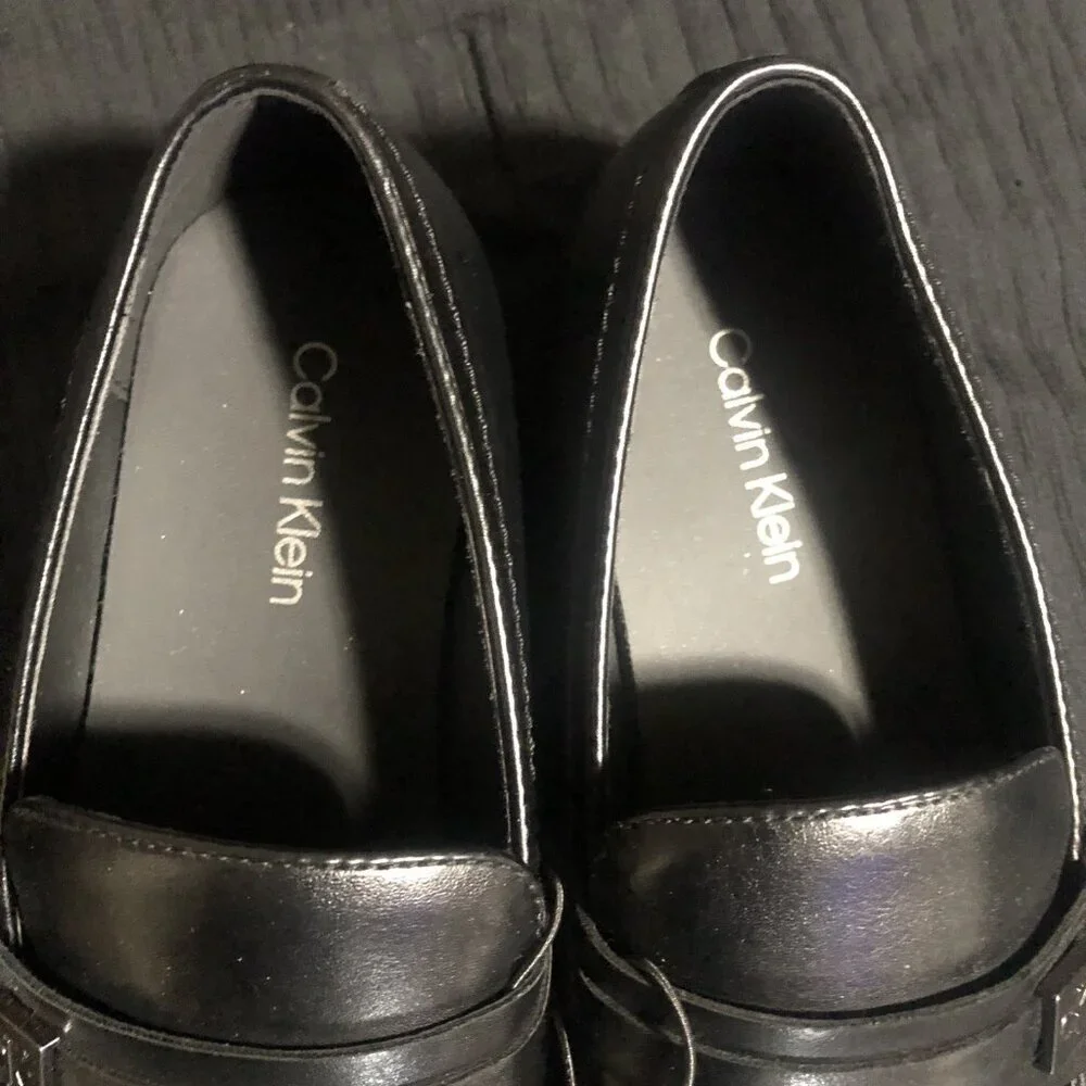 Calvin Klein Men's Dress Shoes, Size 9.5, CMJIMNON-R, Solid Black, Slip-On